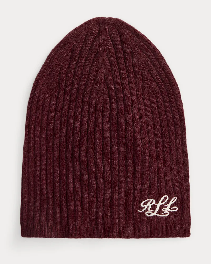 Ralph Lauren Beanie aus geripptem Kaschmir mit Logo Red