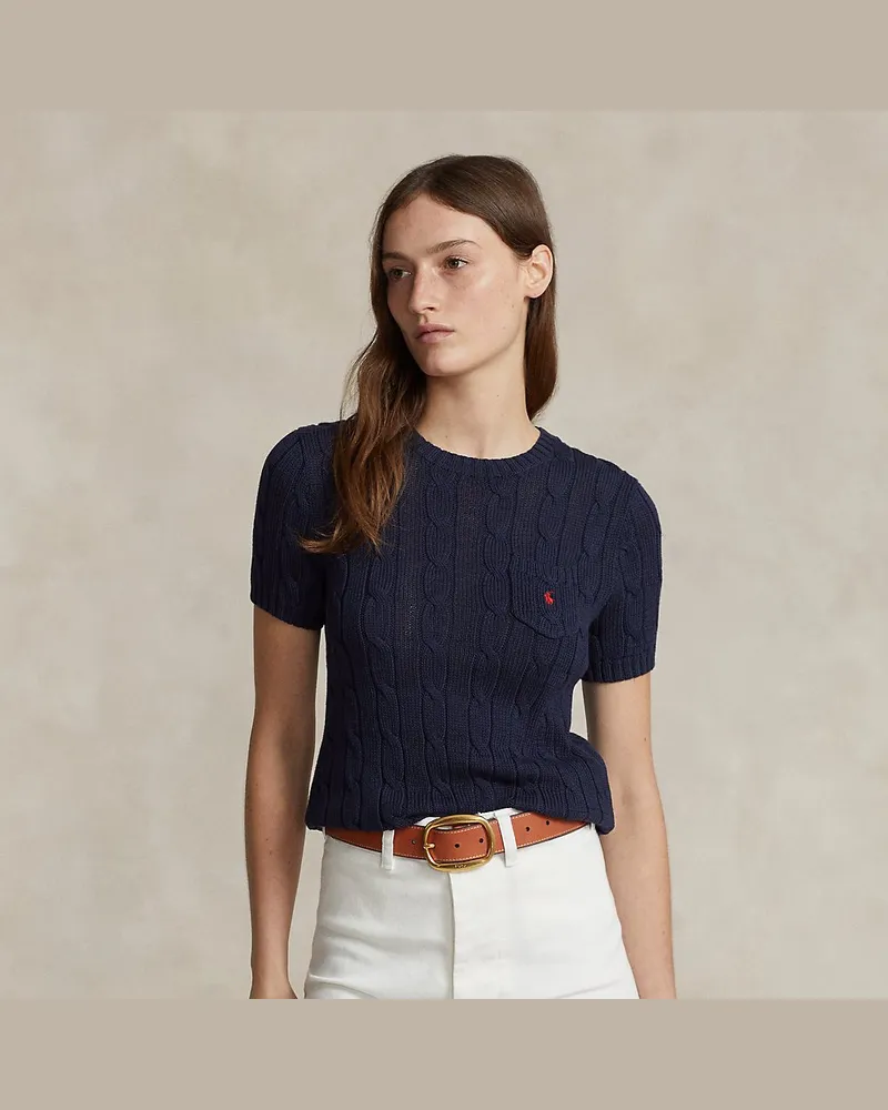 Ralph Lauren Kurzarmpullover mit Zopfmuster Blue