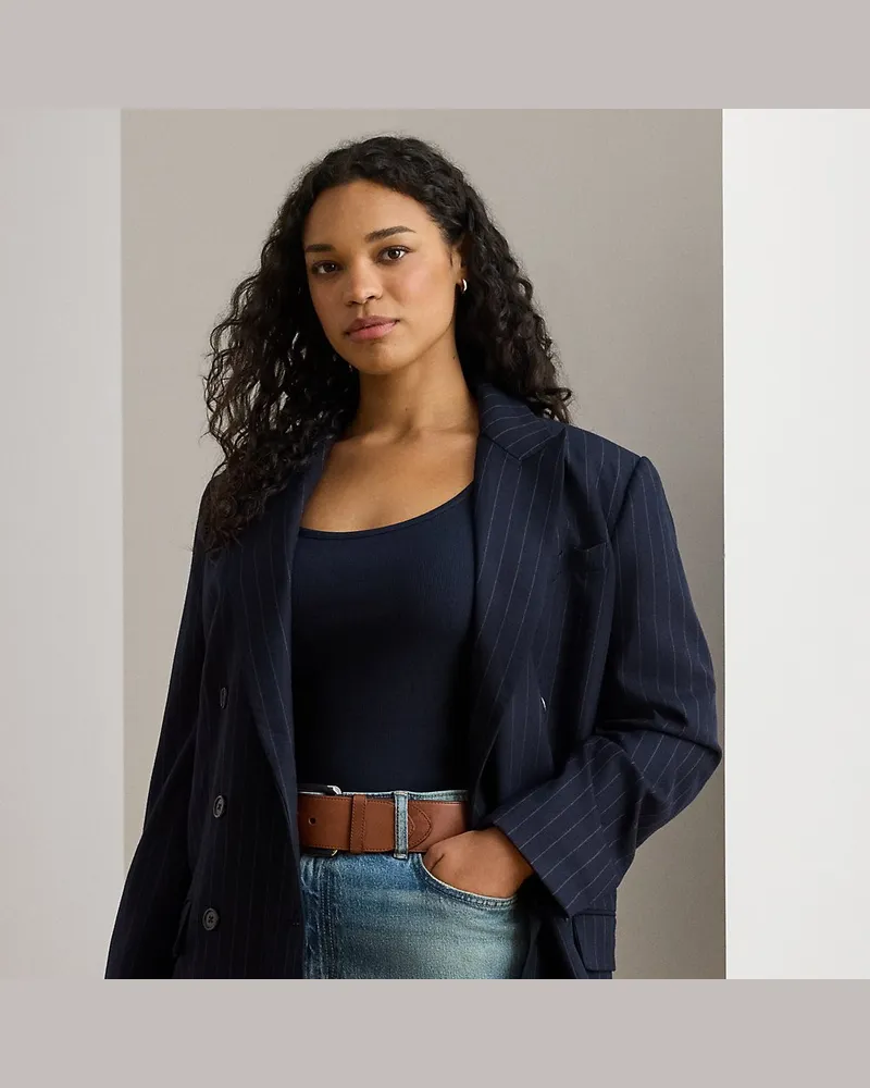 Ralph Lauren Plus Größen - Zweireihiger Nadelstreifen-Twillblazer Blue