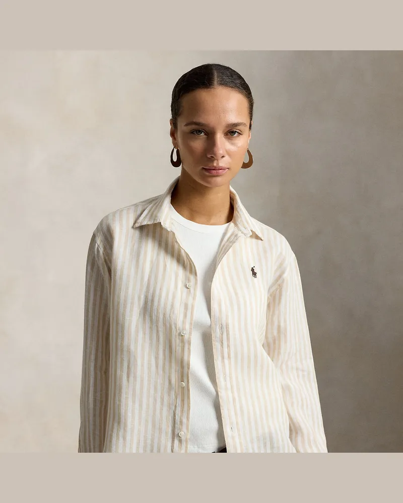 Ralph Lauren Weites, verkürztes Gingan-Leinenhemd Multi