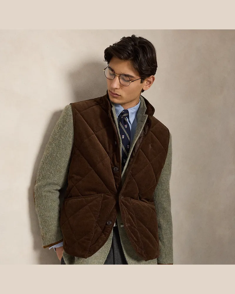 Ralph Lauren Gesteppte Weste aus Kordsamt Brown
