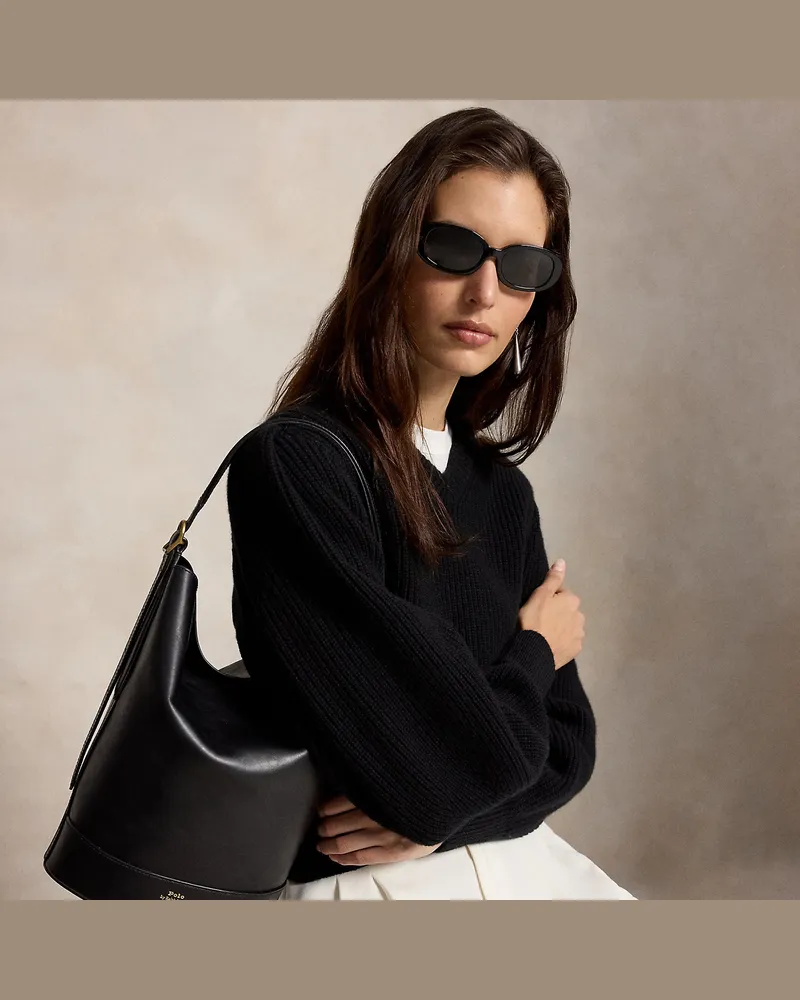 Ralph Lauren Wollpullover mit geformten Ballonärmeln Black