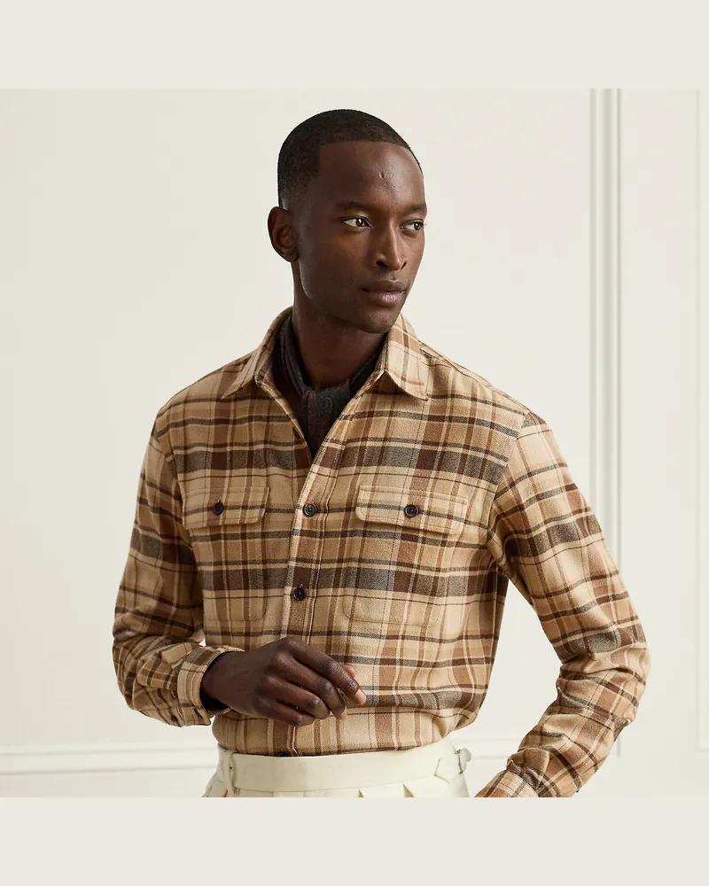 Ralph Lauren Kariertes Flanellhemd Tan