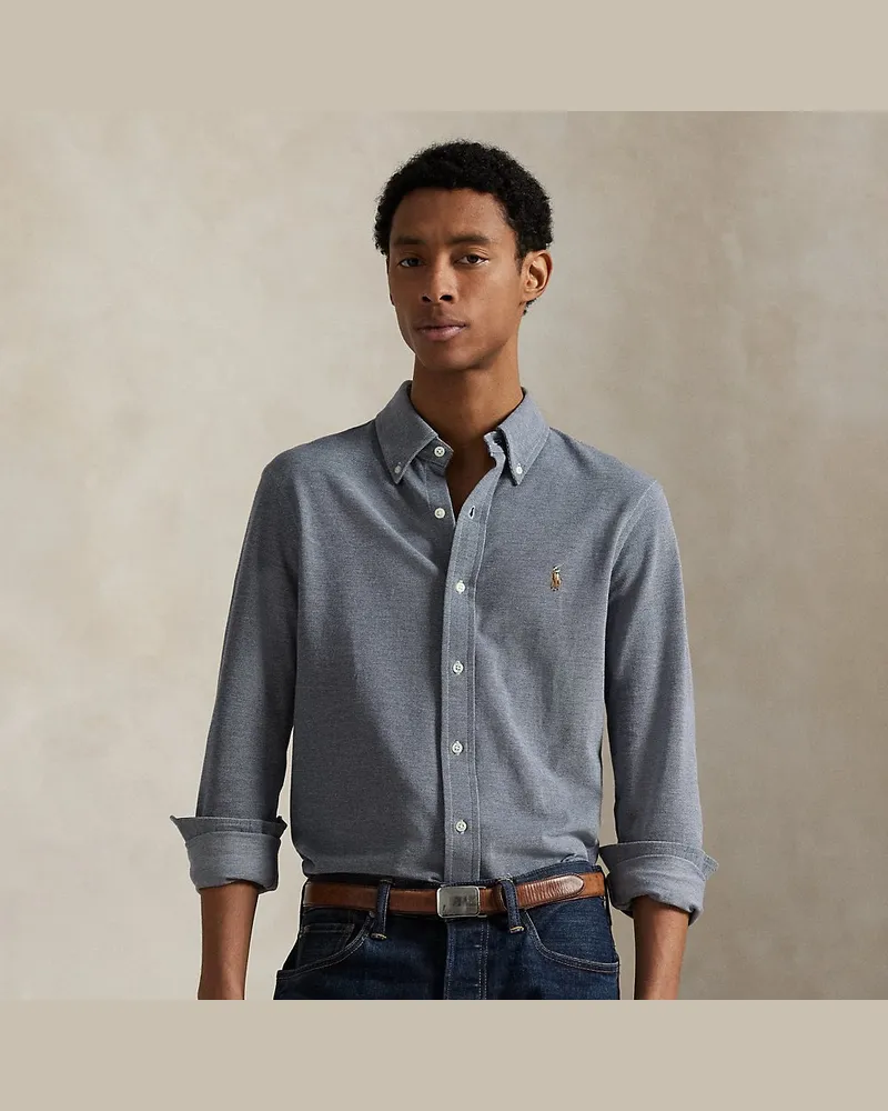 Ralph Lauren Baumwollpiqué-Oxfordhemd Blue