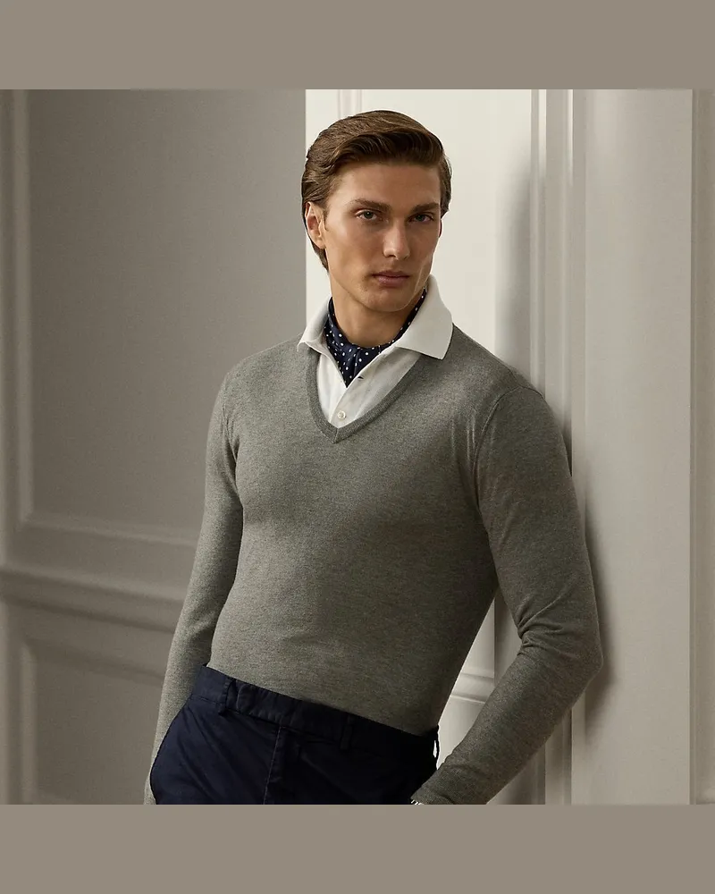 Ralph Lauren Kaschmirpullover mit V-Ausschnitt Grey