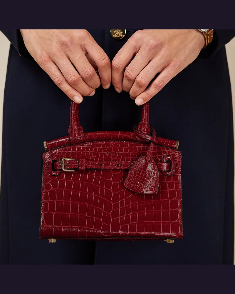 Ralph Lauren Mini-Tasche RL50 aus Alligatorleder Red