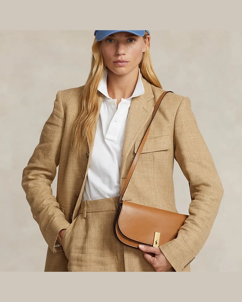 Ralph Lauren Mittelgroße Clutch Polo ID aus Leder Tan