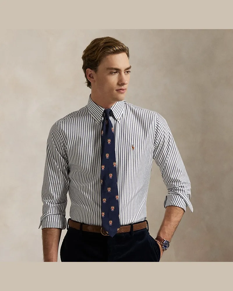 Ralph Lauren Gestreiftes Custom-Fit Oxfordhemd Blue