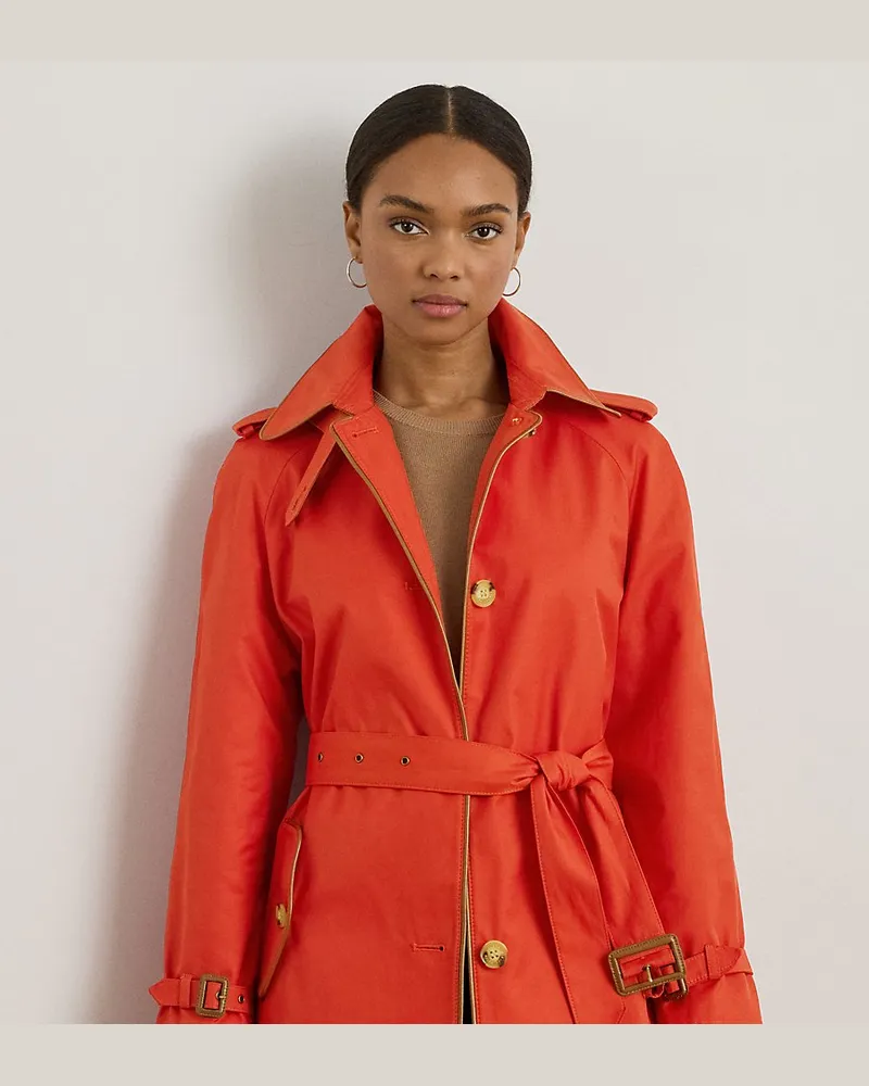 Ralph Lauren Trenchcoat mit Kunstlederbesatz Orange
