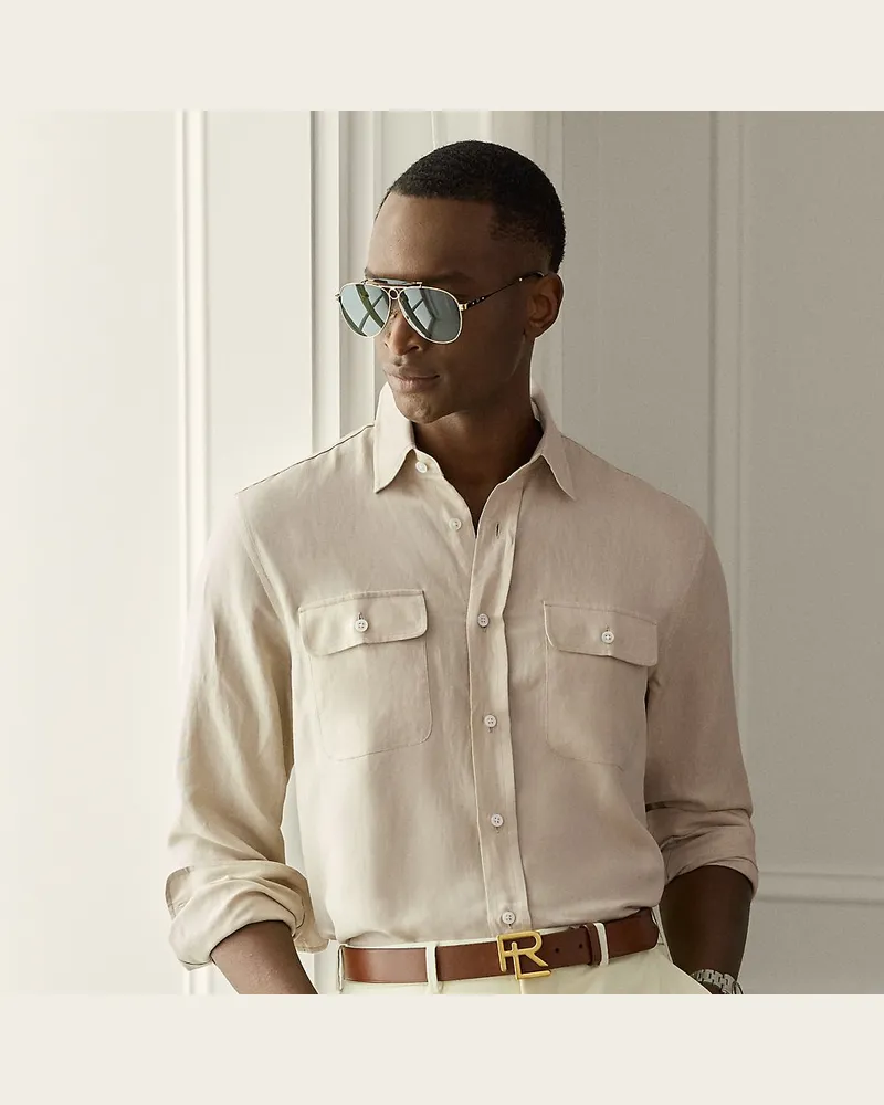 Ralph Lauren Hemd aus Seide und Leinen Brown