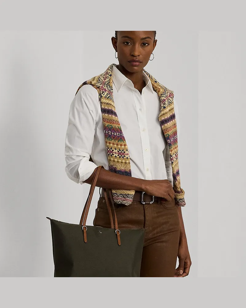 Ralph Lauren Mittelgroße Nylon-Tragetasche Keaton Green