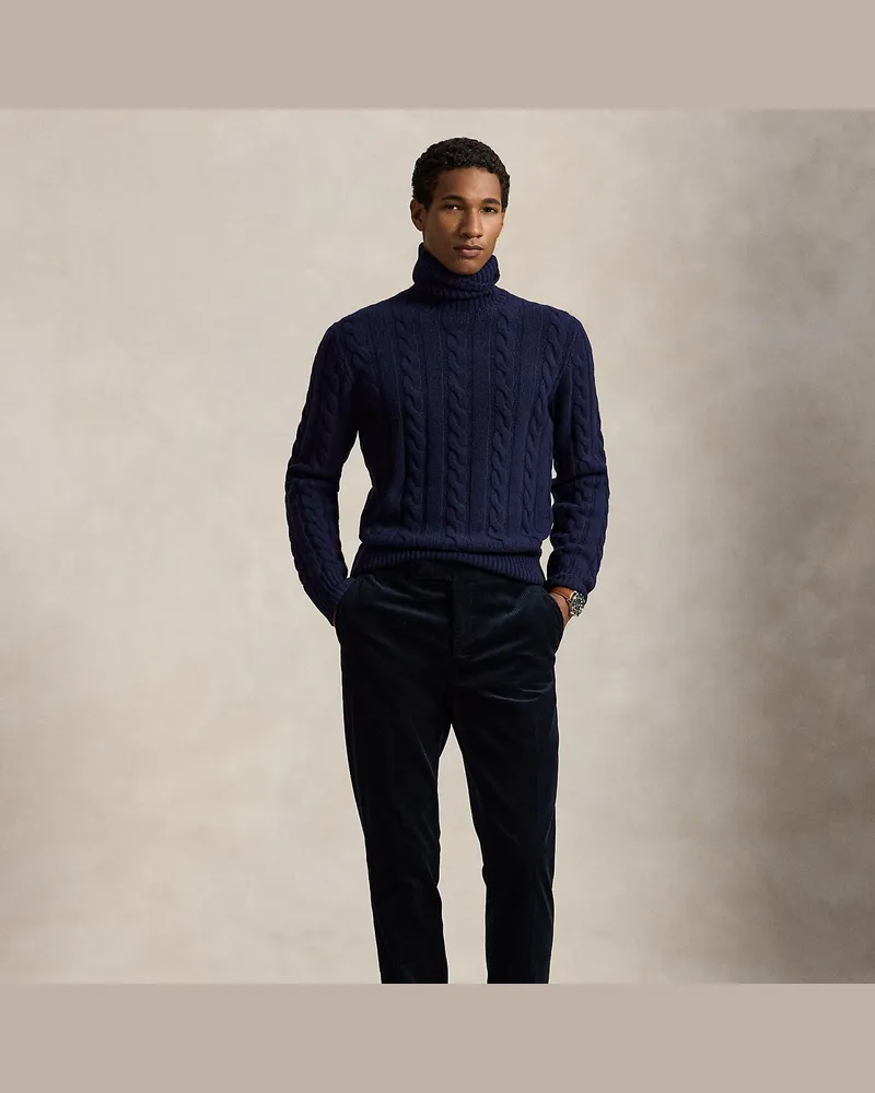 Ralph Lauren Woll-Kaschmir-Pullover mit Zopfmuster Blue