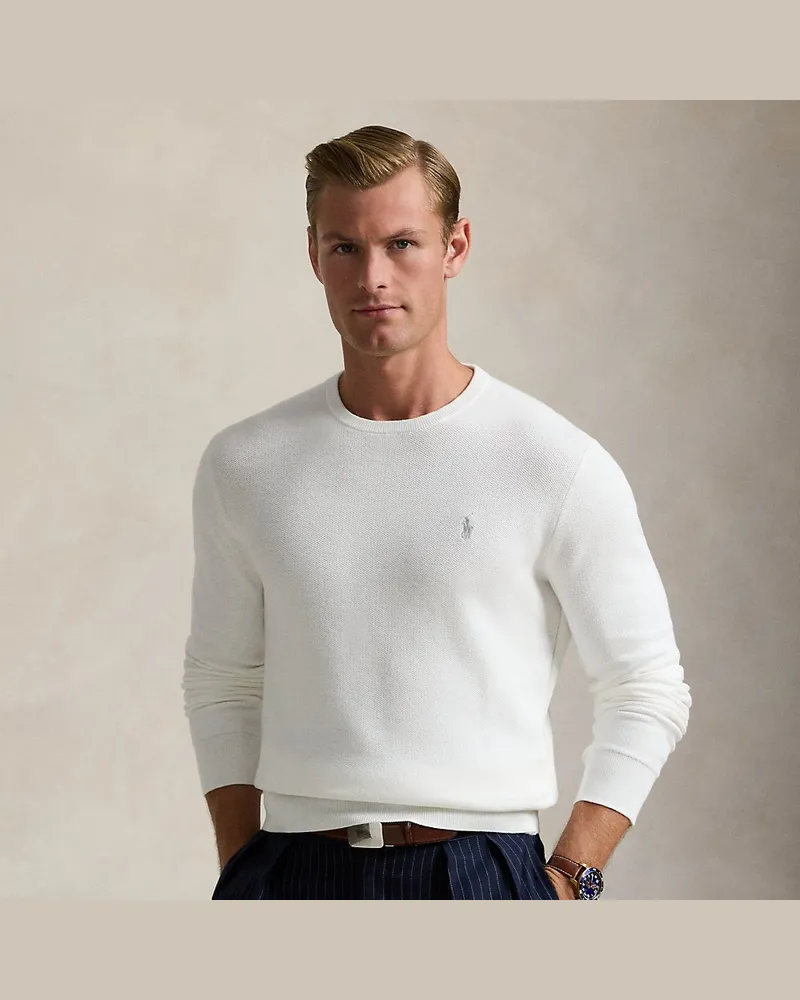 Ralph Lauren Rundhalspullover aus Baumwollpiqué White