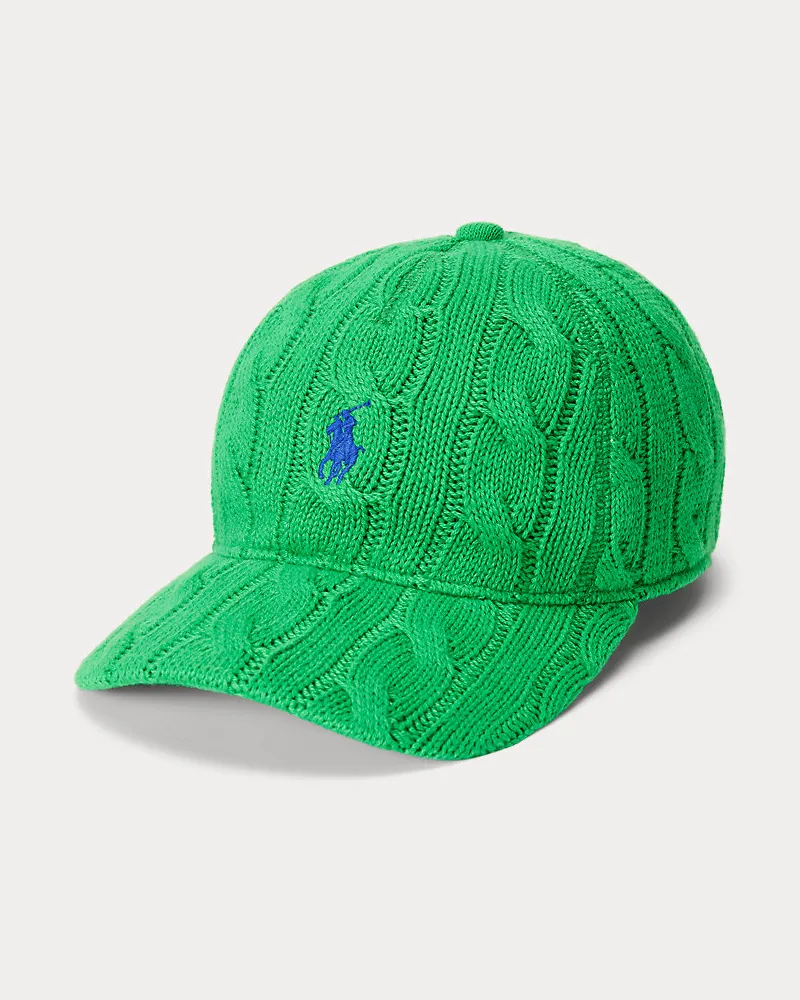 Ralph Lauren Baumwoll-Baseballkappe mit Zopfmuster Green