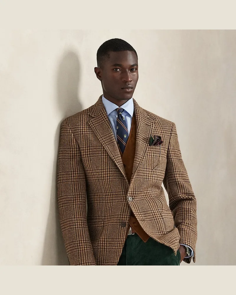 Ralph Lauren Karierte Tailored-Fit Anzugjacke Polo Brown