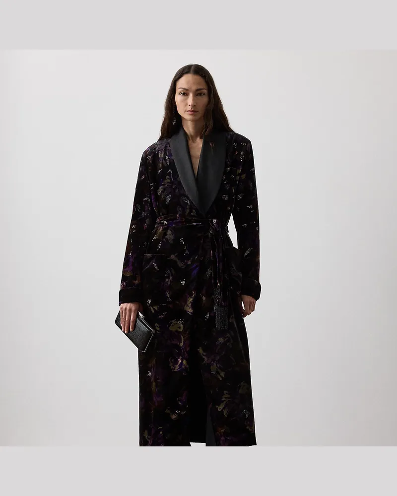 Ralph Lauren Verzierter Mantel Emmit aus Samt Black