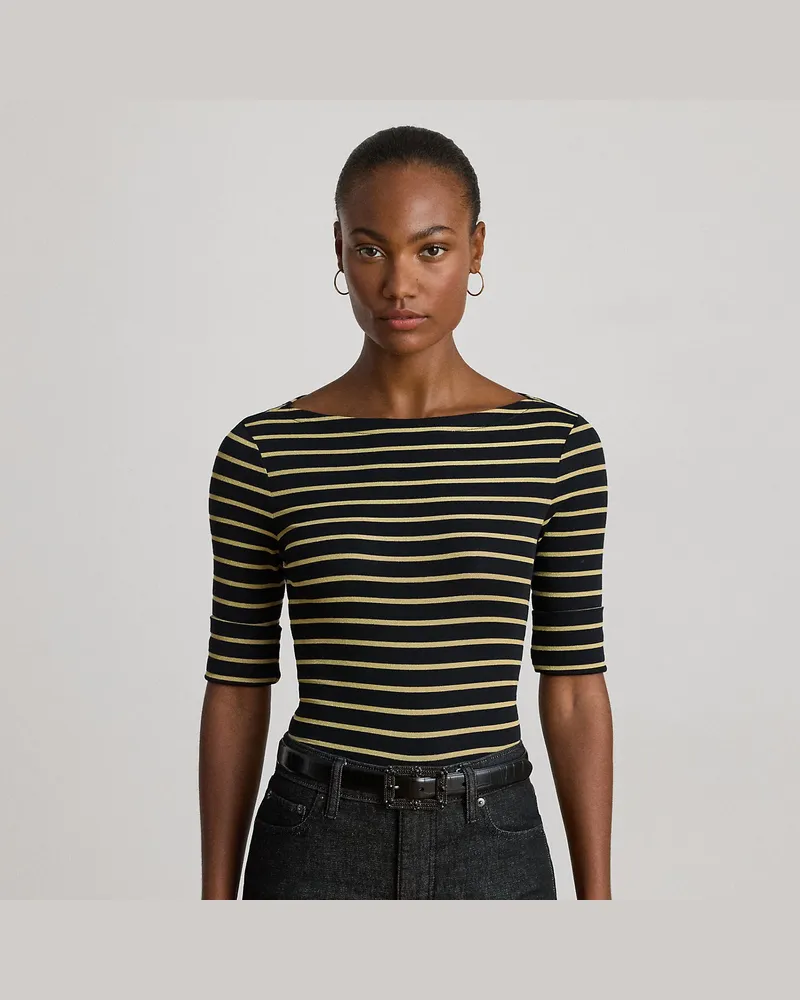 Ralph Lauren T-Shirt mit Metallic-Streifenmuster Black
