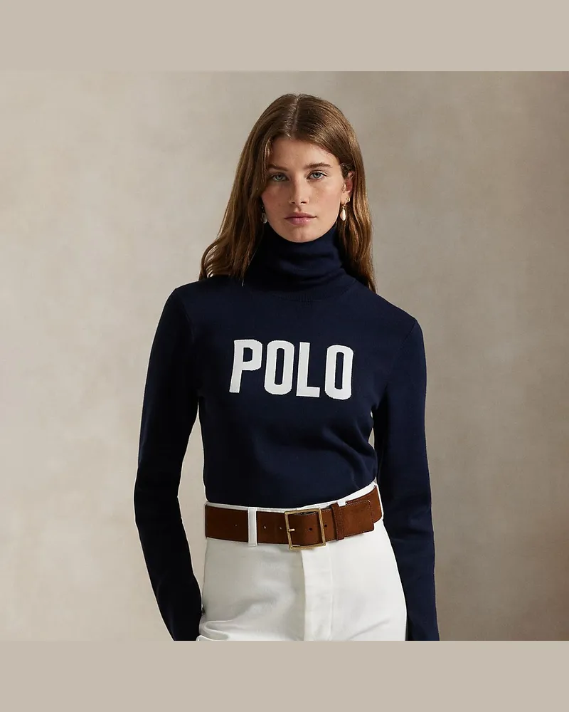 Ralph Lauren Rollkragenpullover mit Logo Blue