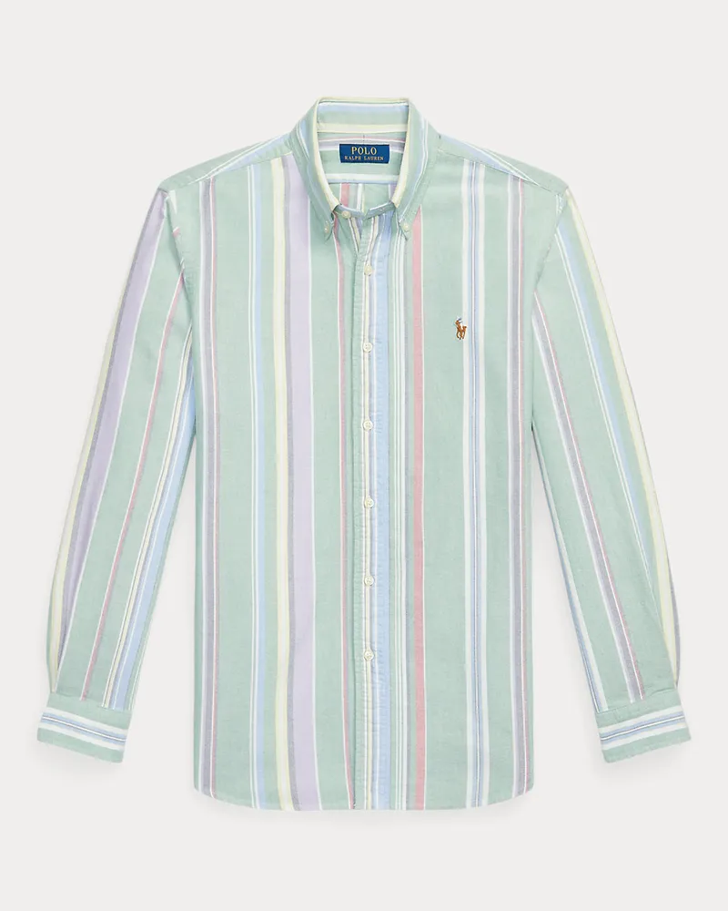Ralph Lauren Gestreiftes Custom-Fit Oxfordhemd Green