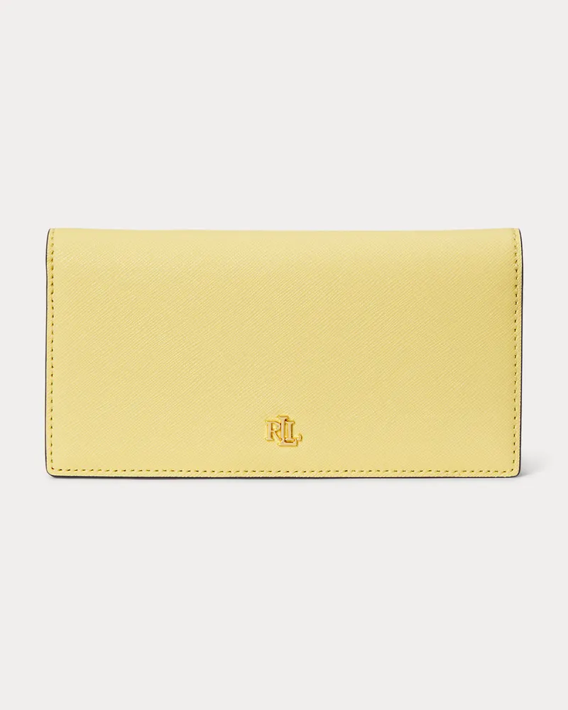 Ralph Lauren Schmale Brieftasche aus Schraffurleder Yellow