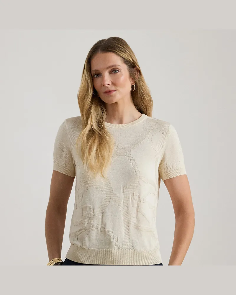 Ralph Lauren Kurzarmpullover mit Gürtelmotiv Cream