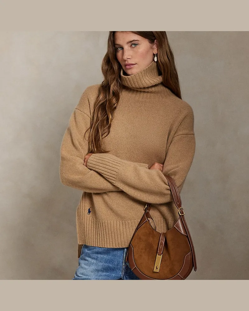 Ralph Lauren Kleine Schultertasche Polo ID aus Leder und Wildleder Multi