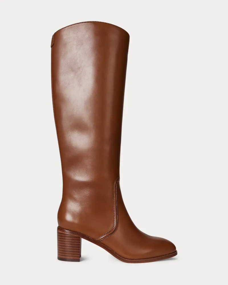 Ralph Lauren Hoher Stiefel Charly aus Kalbsleder Brown