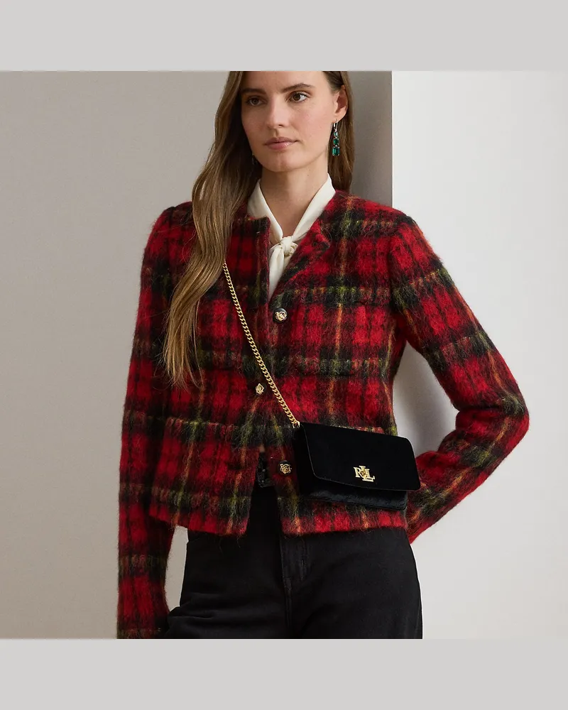 Ralph Lauren Samt-Umhängetasche mit Drehverschluss Black
