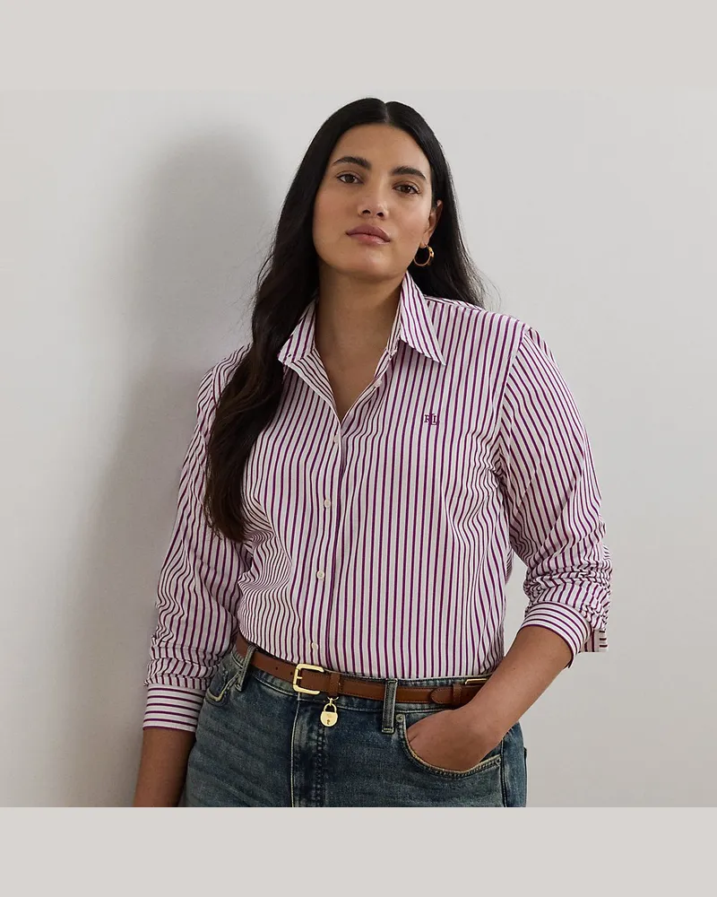 Ralph Lauren Plus Größen - Gestreiftes Classic-Fit Baumwollhemd Purple