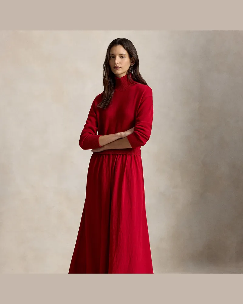 Ralph Lauren Kleid mit Wolloberteil und Crêpe-Rock Red