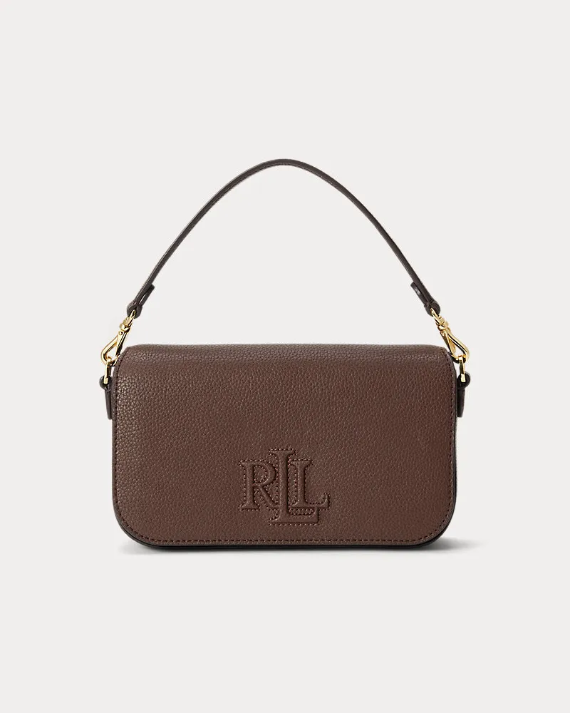 Ralph Lauren Kleine Narbenleder-Schultertasche Adley Brown