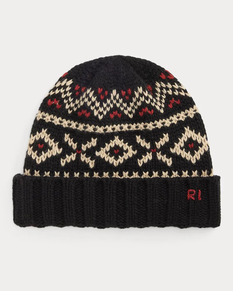 Ralph Lauren Gemusterte Mütze aus Wollmischung Black