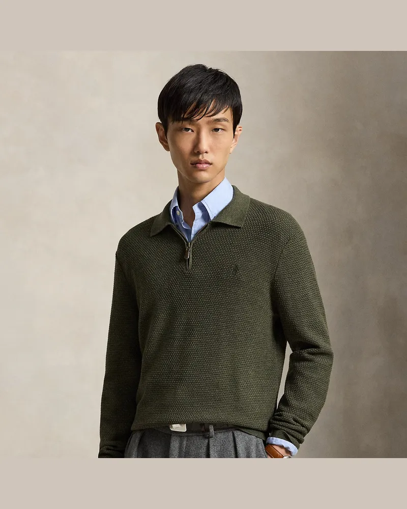 Ralph Lauren Waschbarer Wollpullover mit Polo-Kragen Green