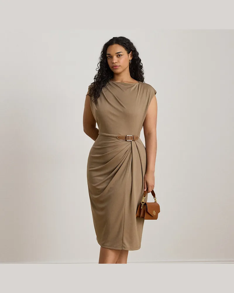 Ralph Lauren Plus Größen - Kleid mit U-Boot-Ausschnitt und Schnalle Brown