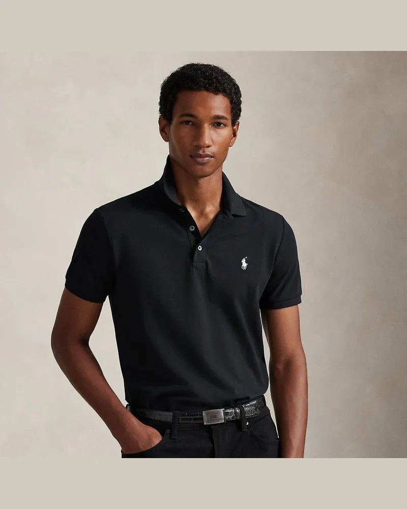 Ralph Lauren Custom-Slim-Fit Piqué-Poloshirt Black