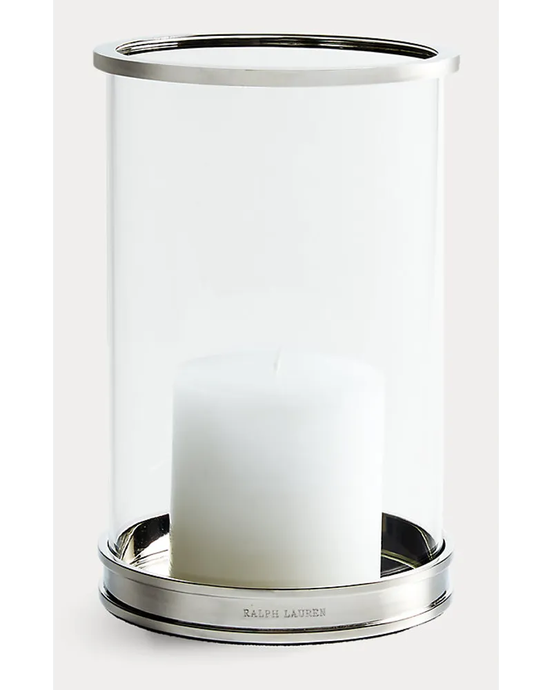 Ralph Lauren Home Großes modernes Windlicht Silver