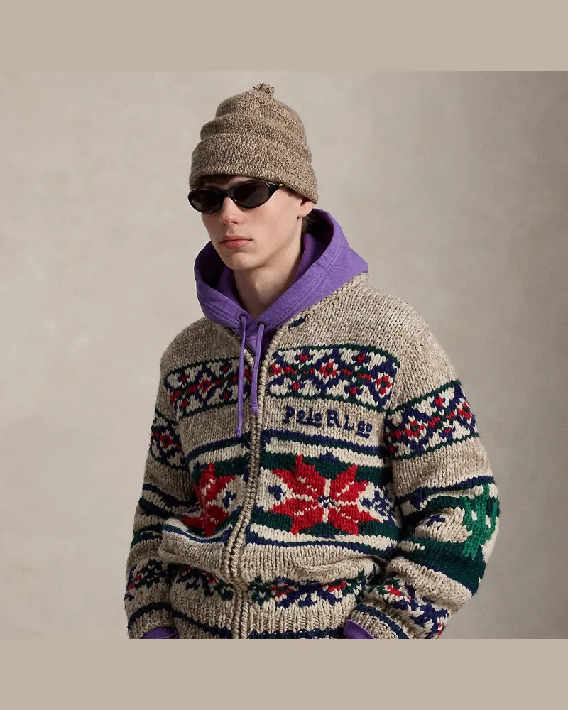Ralph Lauren Wollstrickjacke mit Wüstenmotiv Tan