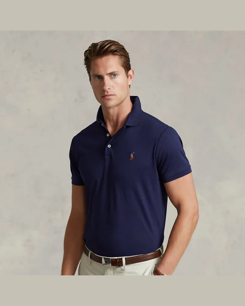 Ralph Lauren Custom-Slim-Fit Baumwoll-Poloshirt Blue