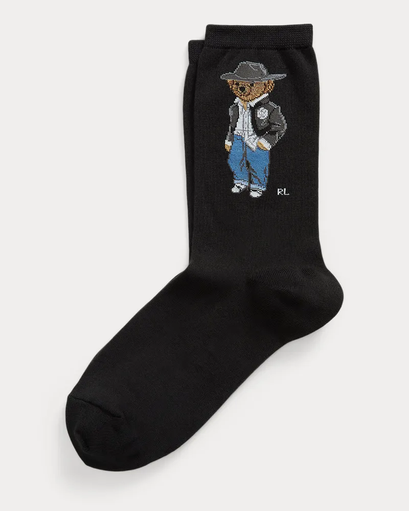 Ralph Lauren Crew-Socken mit Polo Bear Black