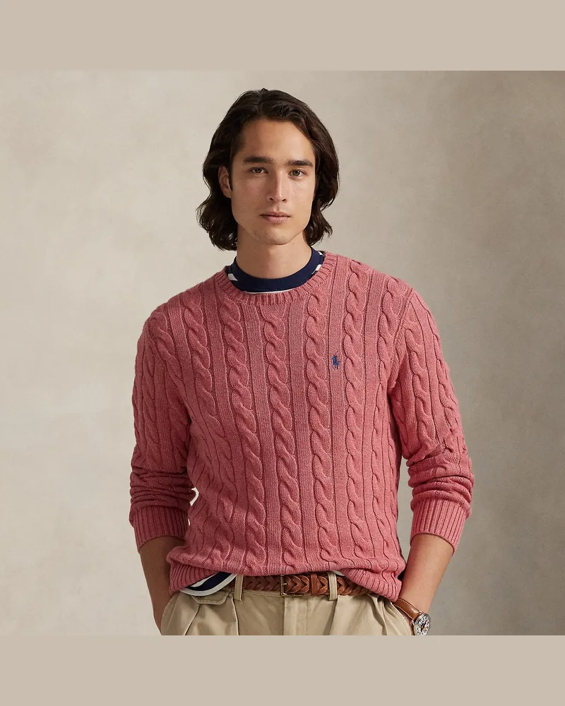 Ralph Lauren Baumwollpullover mit Zopfmuster Red