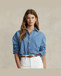 Ralph Lauren Verkürztes, kastenförmiges Denimhemd Blue