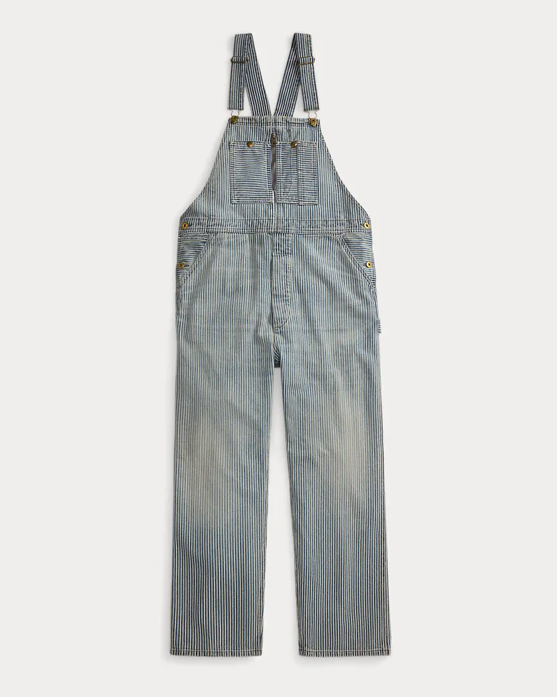 Ralph Lauren Gestreifter Twill-Overall in Indigo Blue