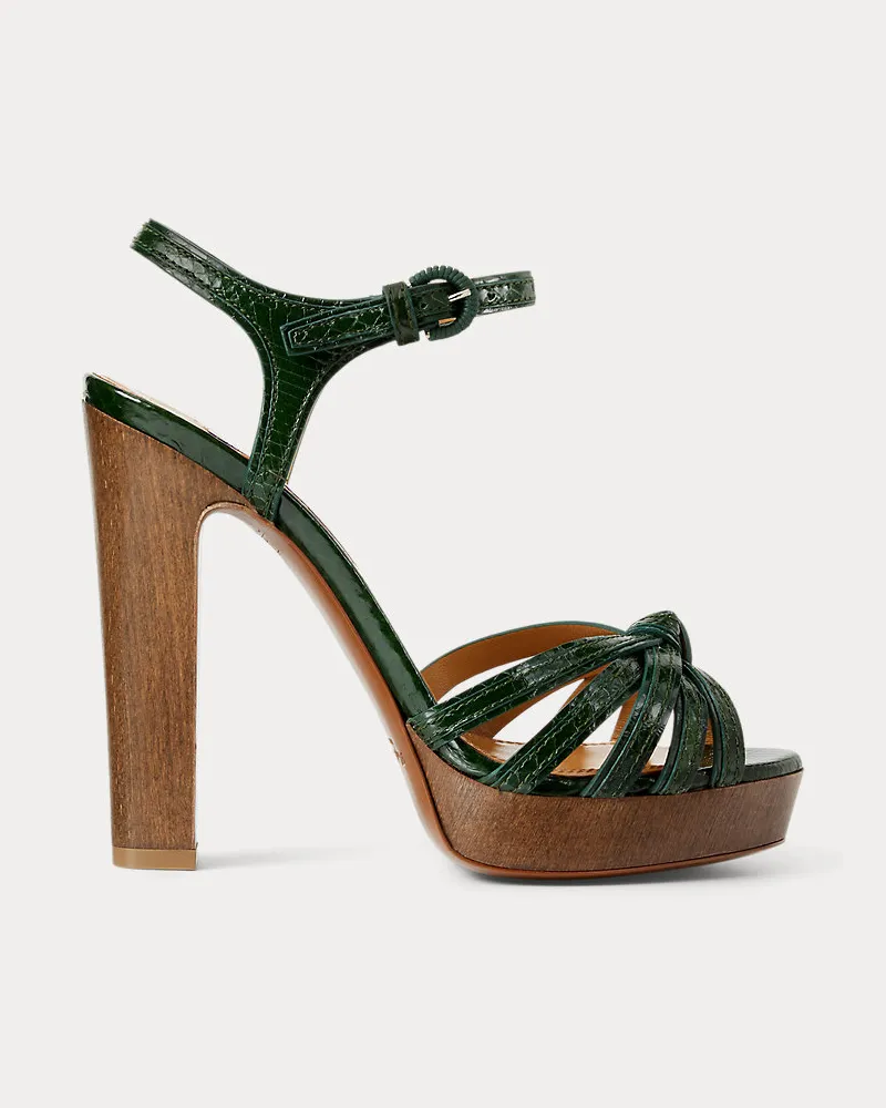 Ralph Lauren Plateausandale Kieran aus Schlangenleder Green