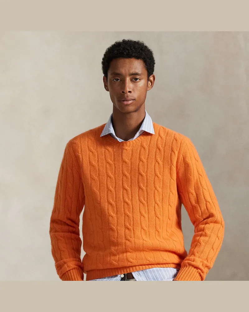 Ralph Lauren Kaschmirpullover mit Zopfmuster Orange