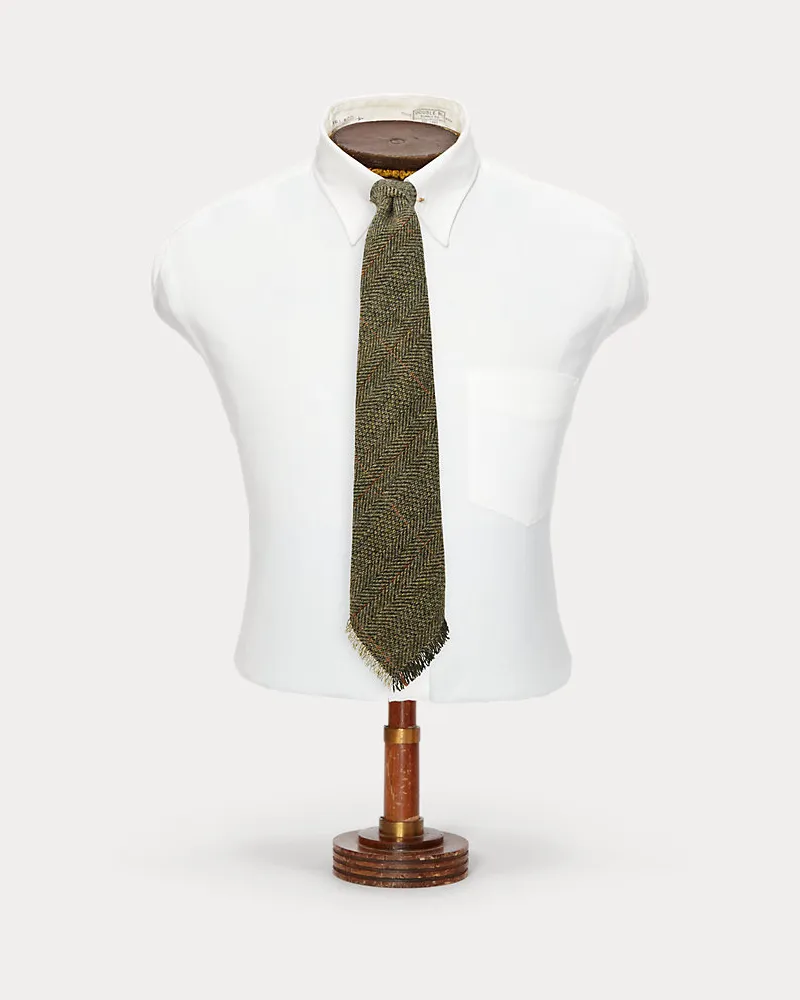 Ralph Lauren Handgefertigte Tweedkrawatte mit Fransen Green