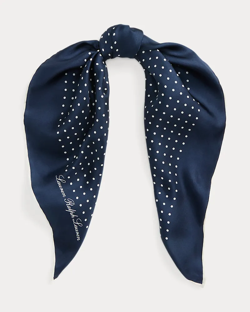 Ralph Lauren Gepunktetes Tuch aus Seidentwill Blue