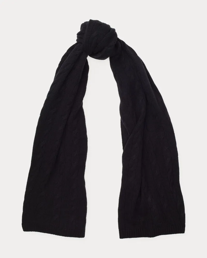 Ralph Lauren Kaschmirschal mit Zopfmuster Black