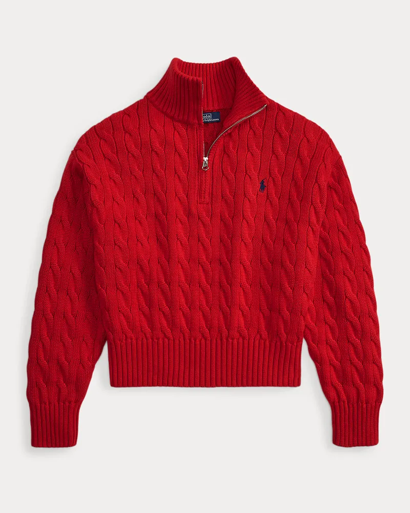 Ralph Lauren Baumwollpullover mit Zopfmuster Red