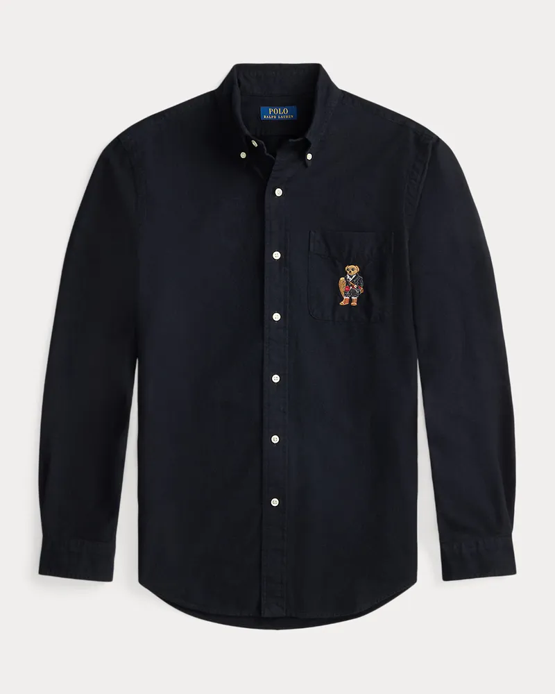 Ralph Lauren Custom-Fit Oxfordhemd mit Polo Bear Black