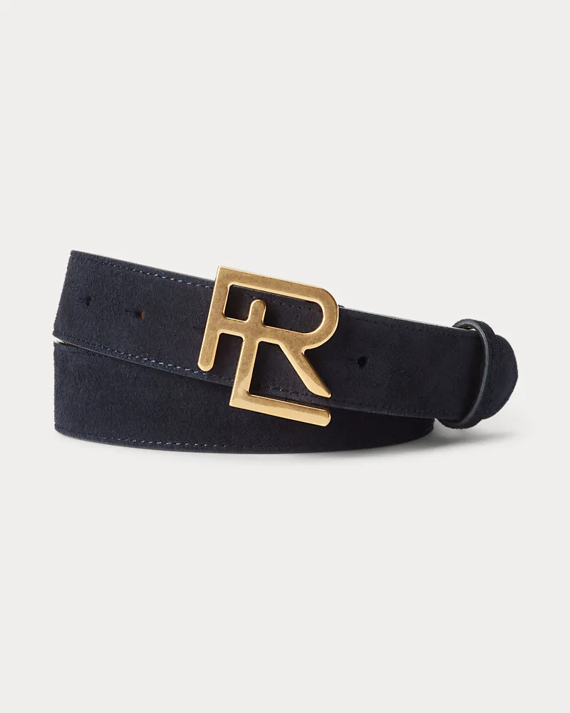 Ralph Lauren Kalbswildledergürtel mit RL-Schnalle Blue